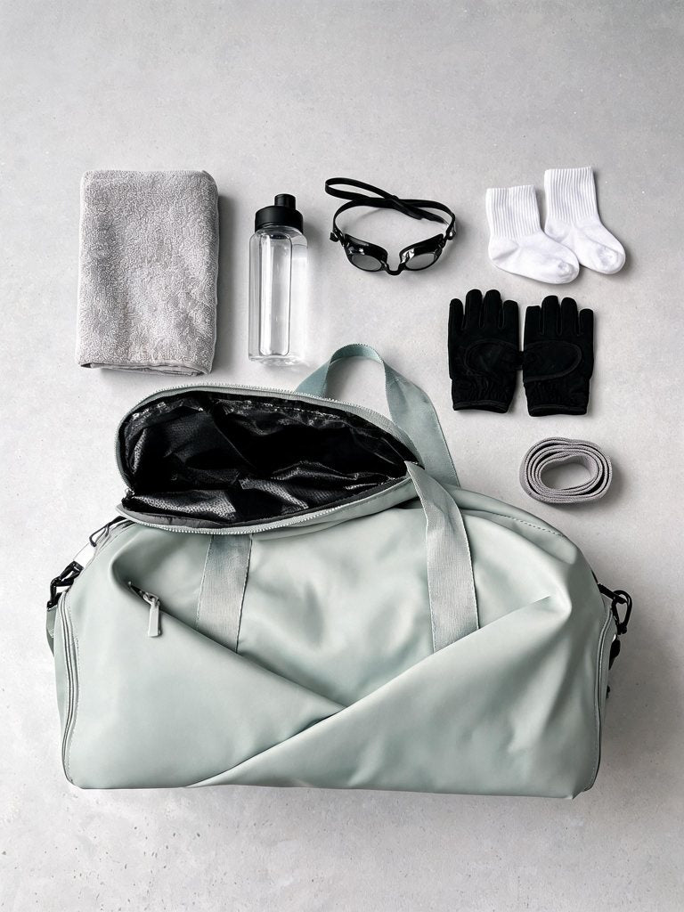 Sac de sport dry & wet — poche humide | RAFARART — vue flatlay