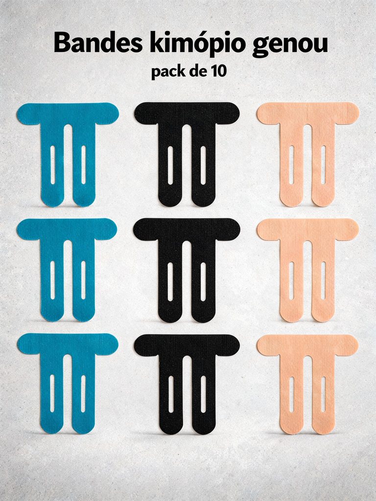Bandes kinésio genou — pack de 10 | RAFARART — vue flatlay