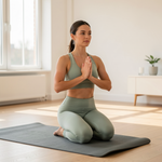 Femme utilisant un tapis de yoga épais pour protéger ses genoux