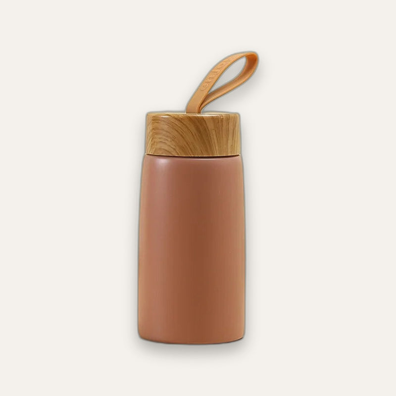 Mini Thermos Design Bois — Portable 350ml