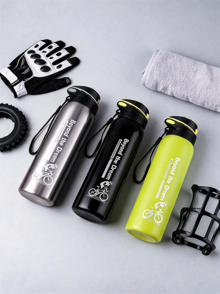 Gourde vélo isotherme 500 ml — paille | RAFARART — vue flatlay