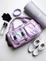 Sac weekender irisé — grande capacité | RAFARART — vue flatlay