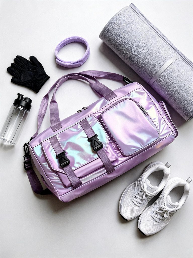 Sac weekender irisé — grande capacité | RAFARART — vue flatlay