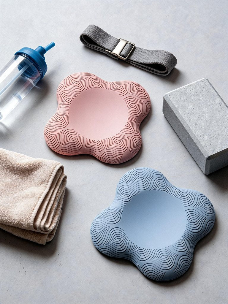 Tapis genoux yoga épais — portable | RAFARART — vue flatlay