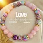 Bracelet Jaspe Impérial — Perles Quartz Rose