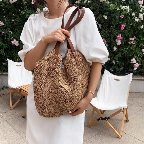 Sac Paille Tressé — Grand Format Plage