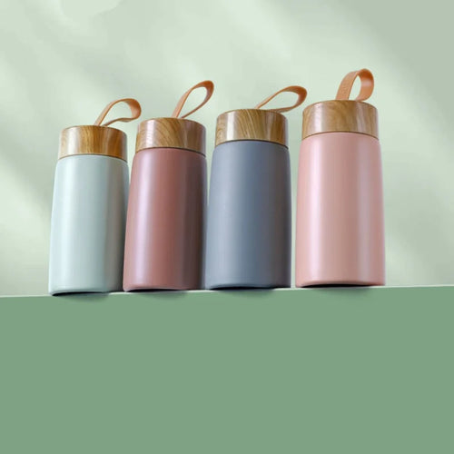 Mini Thermos Design Bois — Portable 350ml