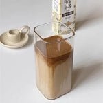 Mug Verre Carré — Avec Couvercle et Paille