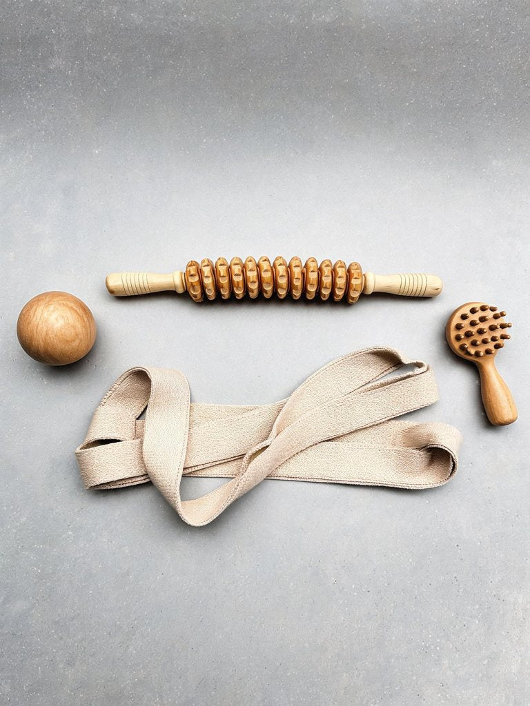 Rouleau massage bois — fascias | RAFARART — vue flatlay