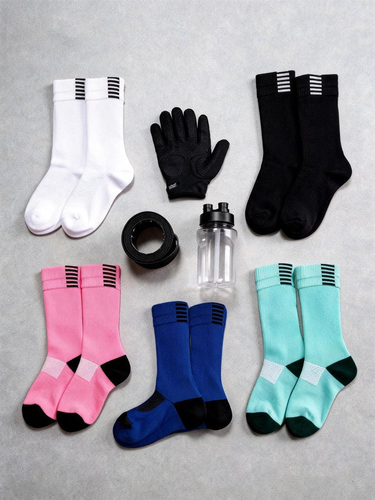 Chaussettes de cyclisme hautes — respirantes | RAFARART — vue flatlay