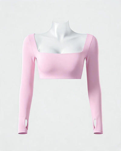 Crop top col carré femme — manches longues | RAFARART